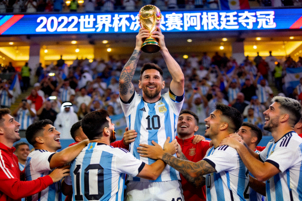 2022年世界杯决赛阿根廷夺冠时刻 - 梅西举起大力神杯